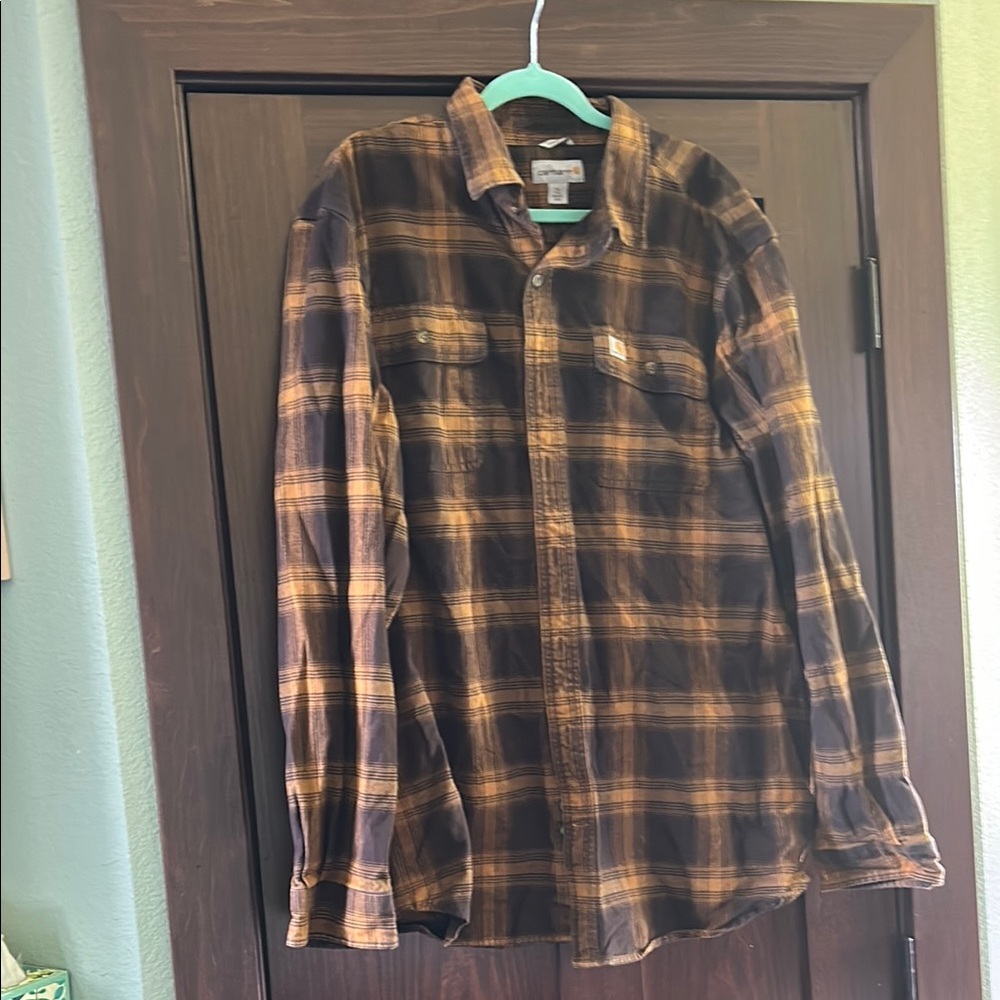 Carhartt Brown and Black Casual Button Down Shirt